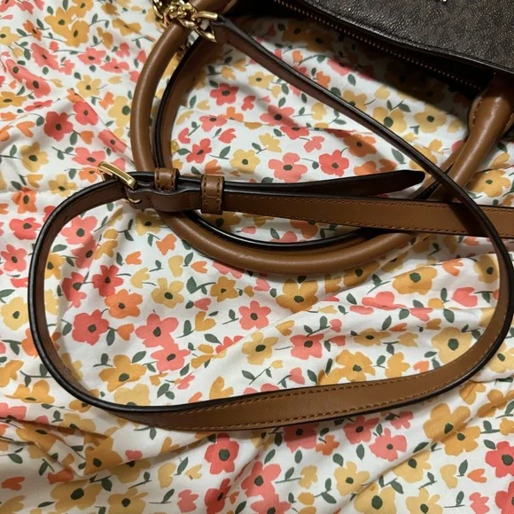 Michael Kors Brown Monogram Tote with Gold Accents - Picture 3 of 5